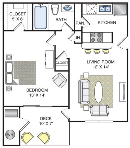 1 bedroom 1 bath Floor Plan Laguna - The Pointe at Canyon Ridge 1 bedroom 1 bath Floor Plan Laguna - The Pointe at Canyon Ridge